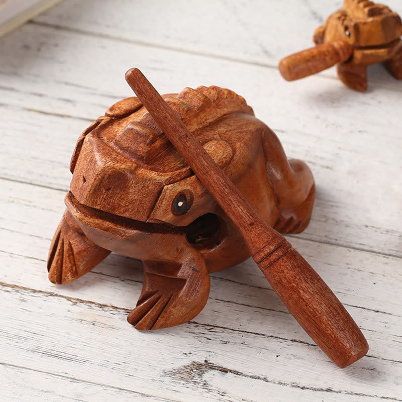 Miniature Feng Shui Wealth Luck Frog Decoration 6.5cm Wood