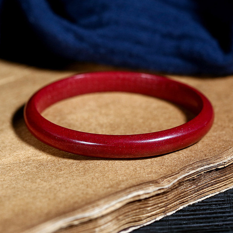 Unisex Cinnabar Blessing Bangle Bracelet 55-56mm Engraved