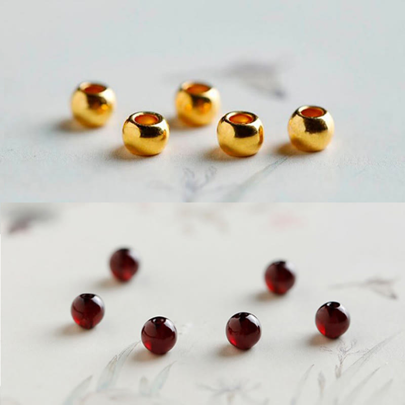 5mm Garnet Bracelet with 999 Gold Koi Fish for Protection