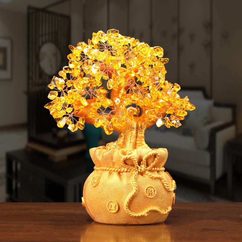 Natural Citrine Money Tree Feng Shui Decor for Prosperity