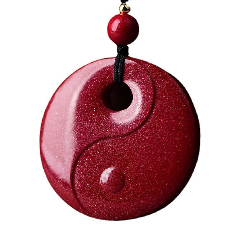 Cinnabar Buddha Necklace with Laughing Buddha & Yin Yang Pendant