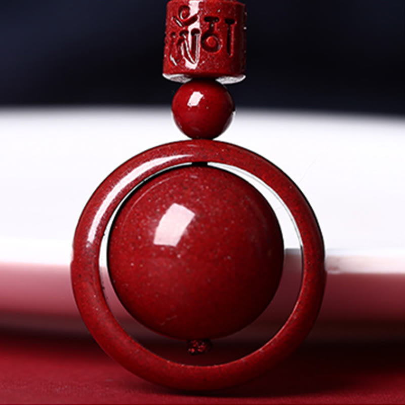 Cinnabar Om Mani Padme Hum Necklace for Blessing & Luck