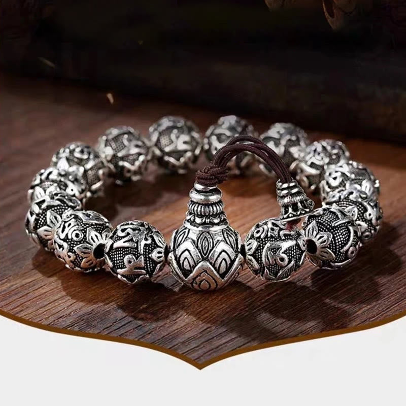 Om Mani Padme Hum Alloy Bracelet | 8mm Spiritual Protection Beads