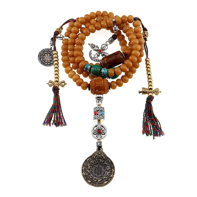 9mm Bodhi Seed 108 Beads Mala Bracelet for Wealth