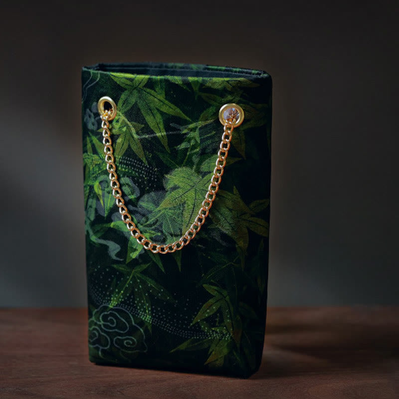 Small Maple Leaf Persimmon Metal Chain Crossbody Bag
