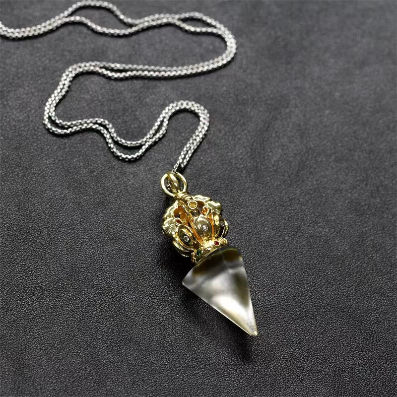 Liuli Crystal Dorje Vajra Spiritual Strength Necklace