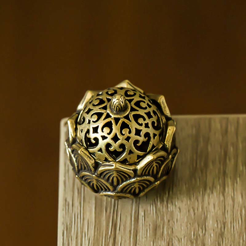 Tibetan Mini Lotus Pattern Copper Incense Burner