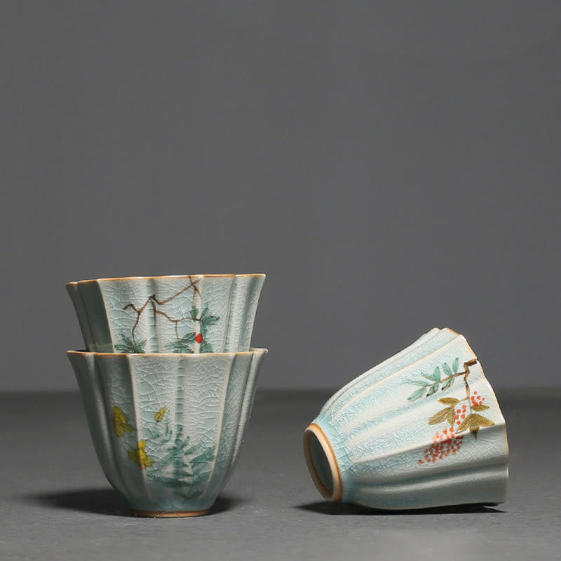 Loquat Dogwood Ceramic Kung Fu Tea Cup 75ml Zen Decor