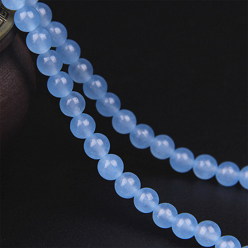 108 Beads Blue Crystal Gemstone Mala Bracelet 6mm Healing