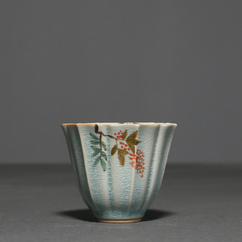 Loquat Dogwood Ceramic Kung Fu Tea Cup 75ml Zen Decor