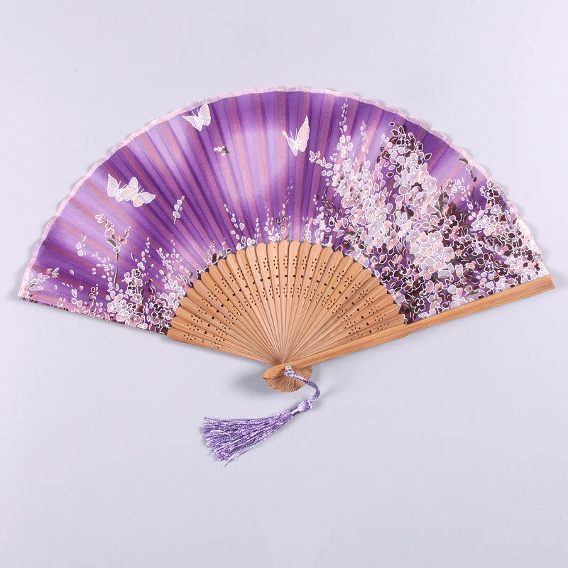 Butterfly Flowers Eco-Friendly Bamboo Handheld Fan