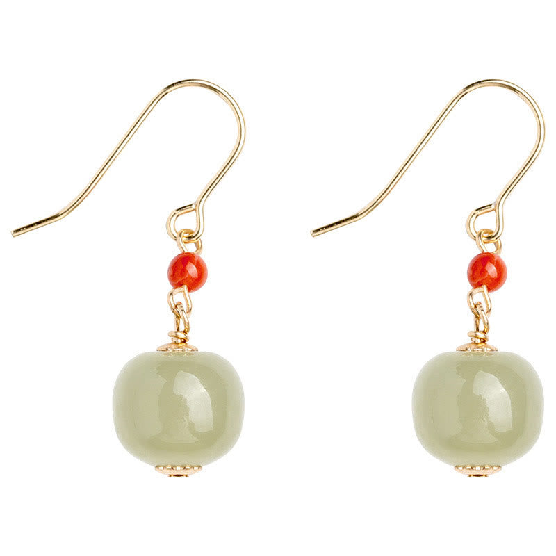 925 Sterling Silver Jade Drop Earrings for Luck & Prosperity