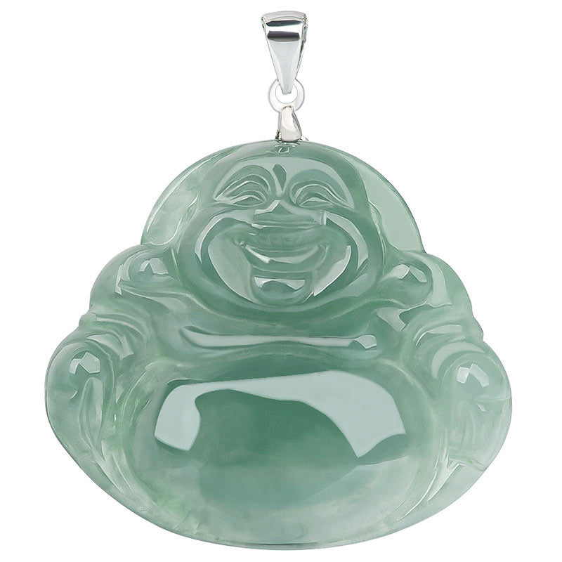 Jade Necklace Laughing Buddha Pendant | Protection & Calm
