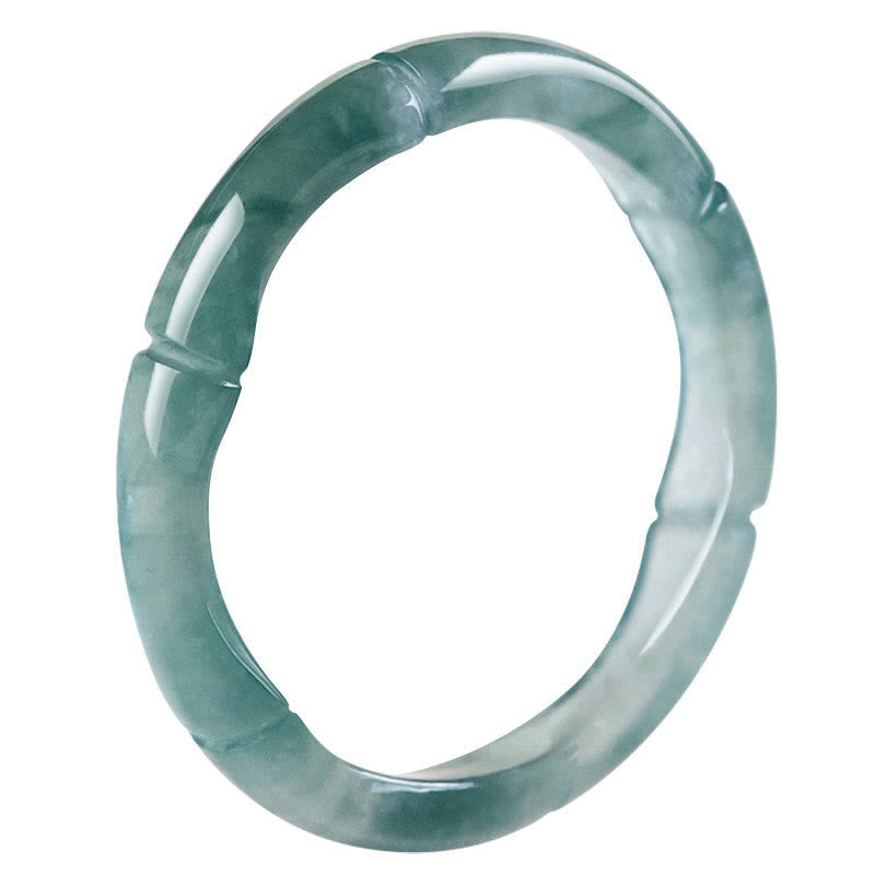 Natural Jade Prosperity Ring | Bamboo Design, 15-20mm