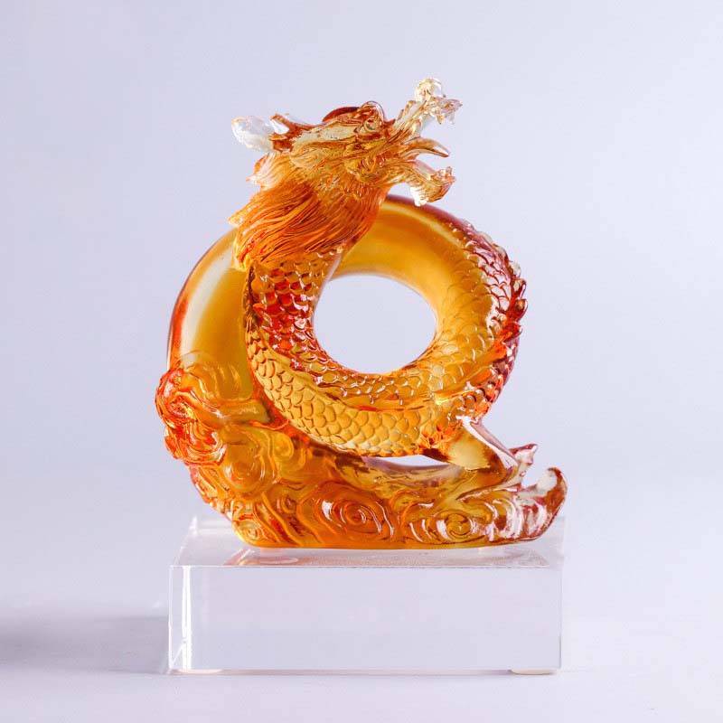 Liuli Dragon Feng Shui Art Piece for Protection & Power