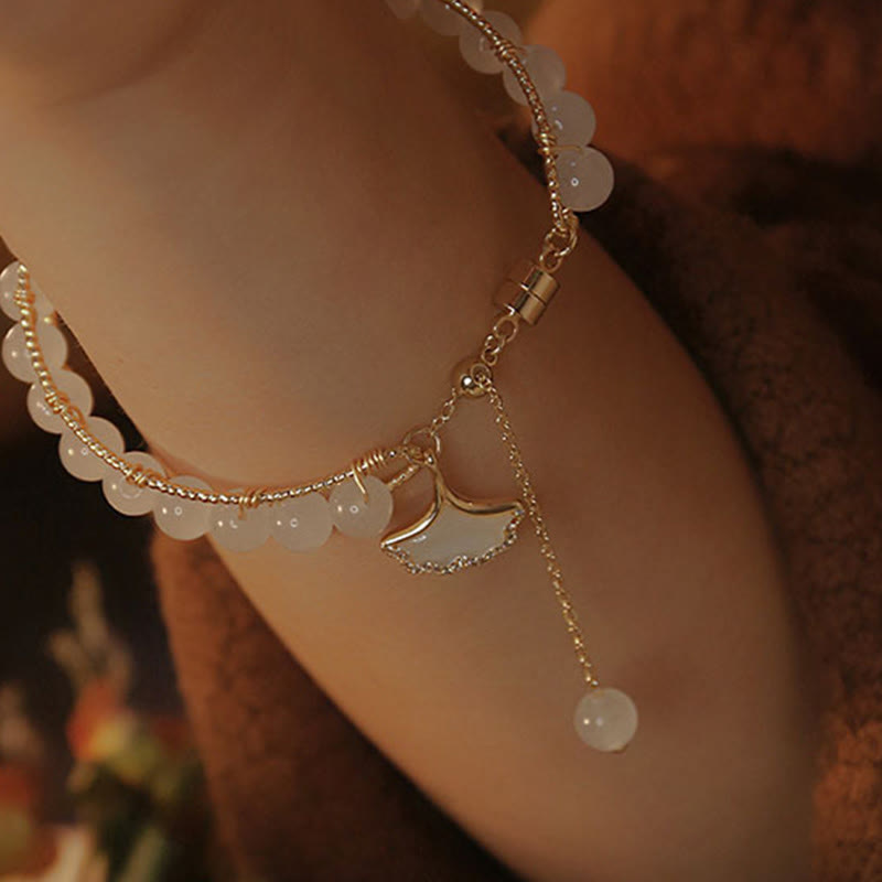 Jade Ginkgo Leaf Luck Bracelet for Prosperity & Abundance