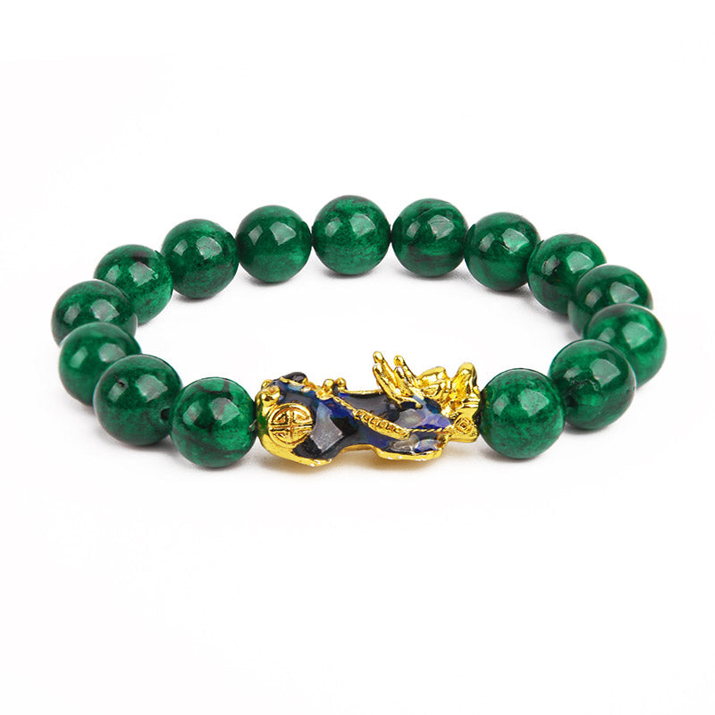 Unisex 10mm Jade FengShui PiXiu Protection Bracelet