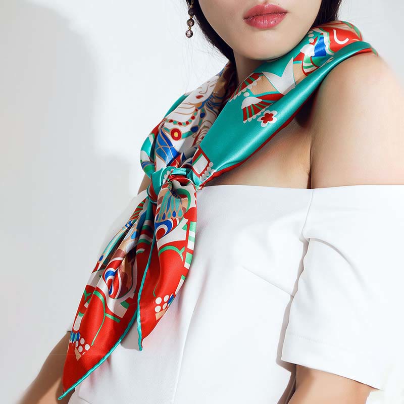 Grade 6A Mulberry Silk Dunhuang Musician Playing Scarf