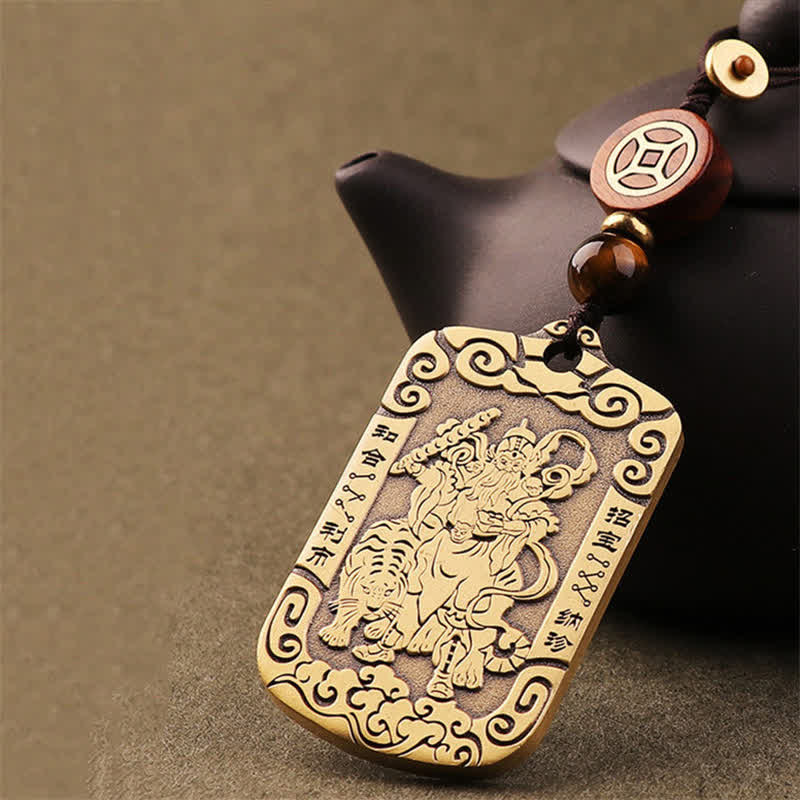 Tiger Eye God of Wealth Necklace | Copper Protection Charm