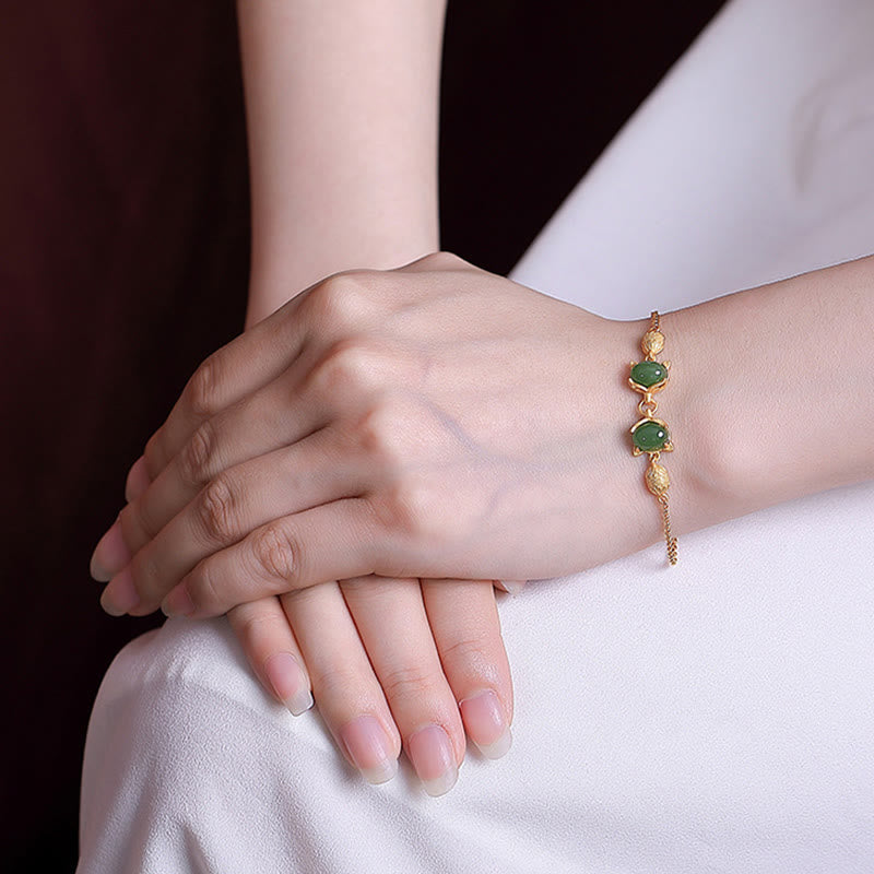 Hetian White & Cyan Jade Bracelet for Luck & Protection