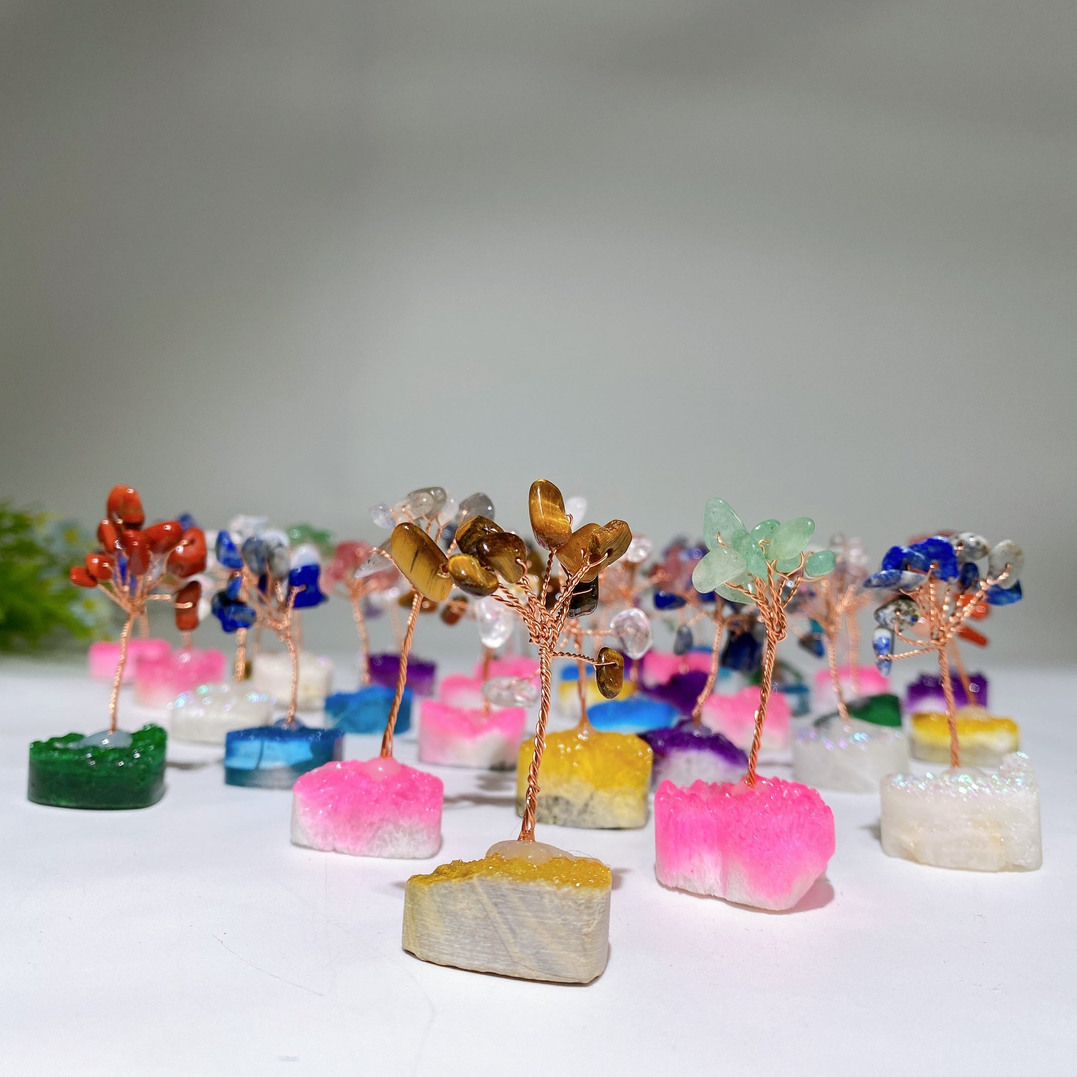 6cm Mixed Crystal Chips Tree with Angel Aura Base