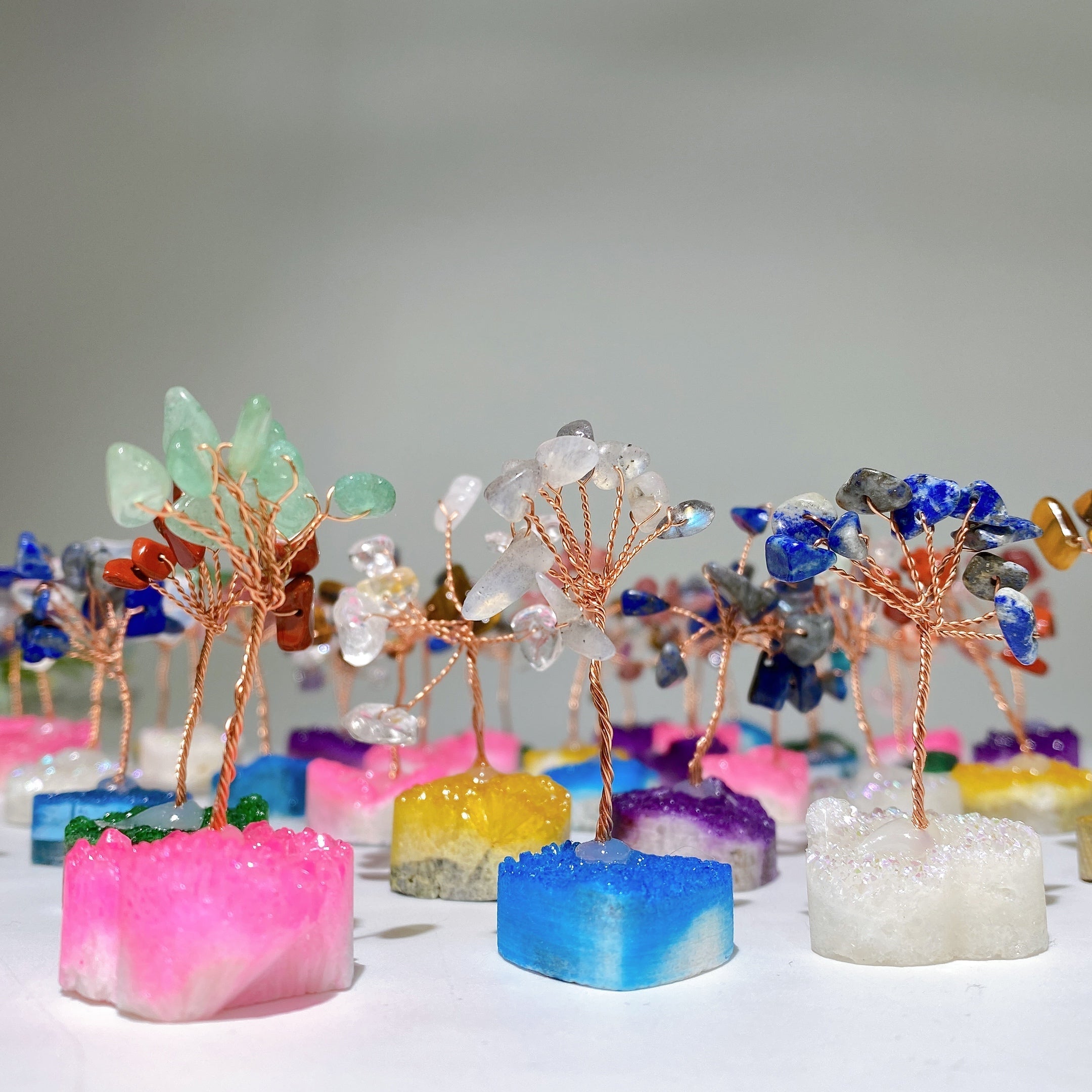 6cm Mixed Crystal Chips Tree with Angel Aura Base