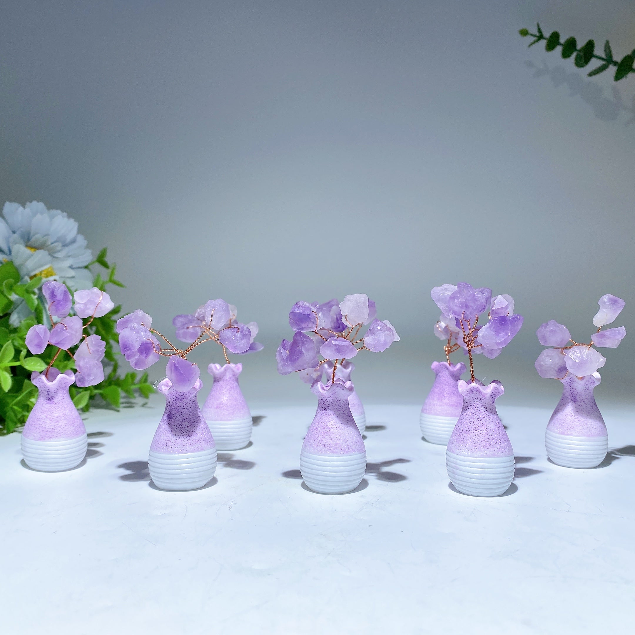 6cm Raw Amethyst Flower Mini Crystal Vase Healing Specimen
