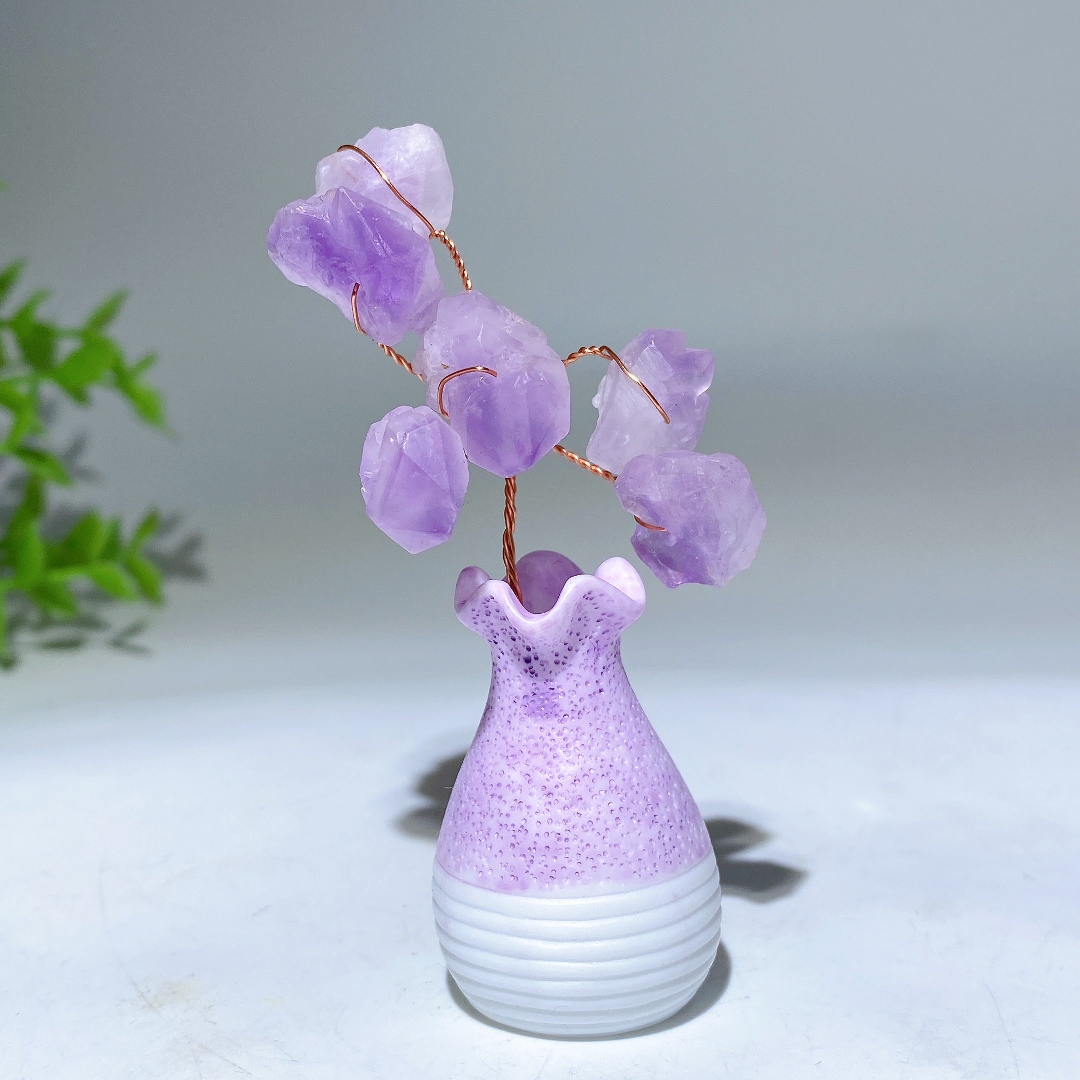 6cm Raw Amethyst Flower Mini Crystal Vase Healing Specimen
