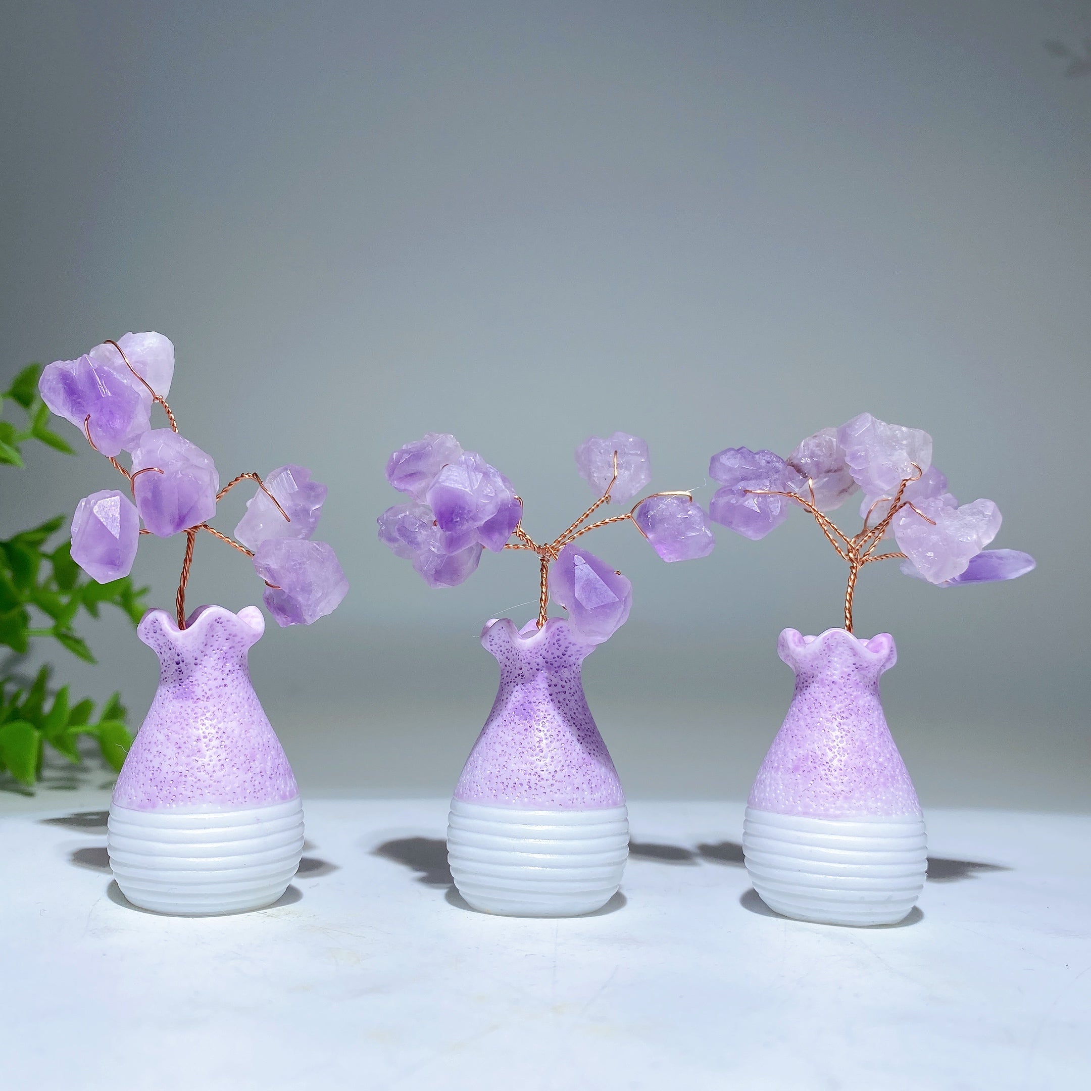 6cm Raw Amethyst Flower Mini Crystal Vase Healing Specimen