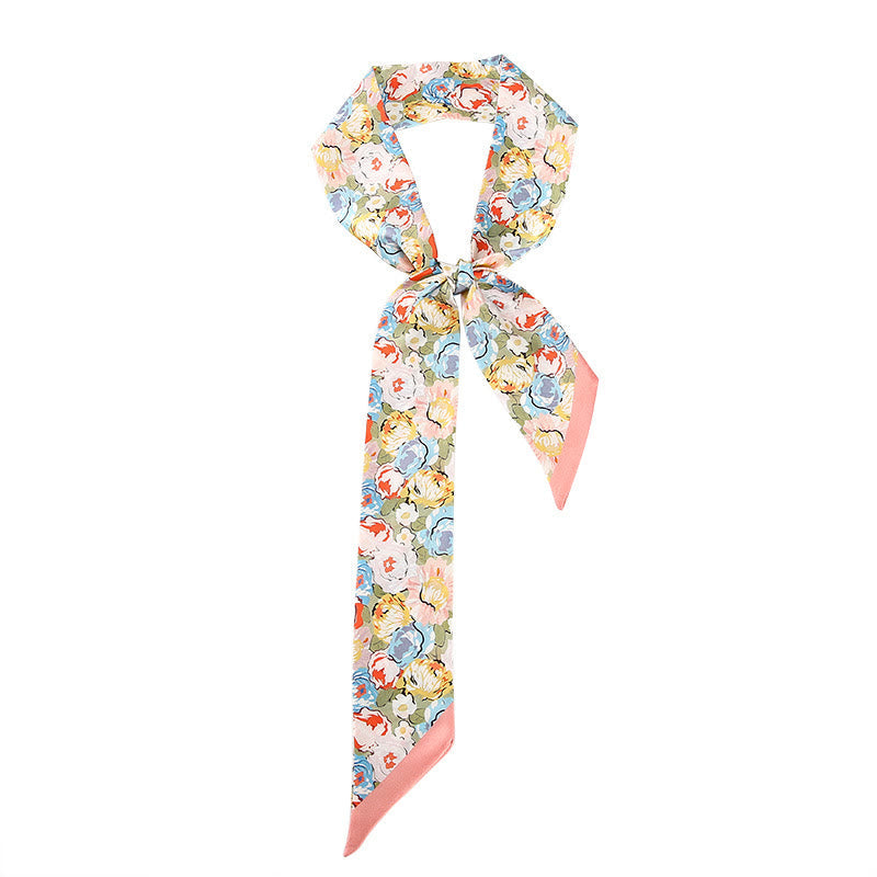 6cm x 125cm Mulberry Silk Twilly Scarf | Dunhuang Frescoes Sunset Pattern