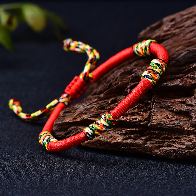 Red String Protection Bracelet with Tibetan King Kong Knot