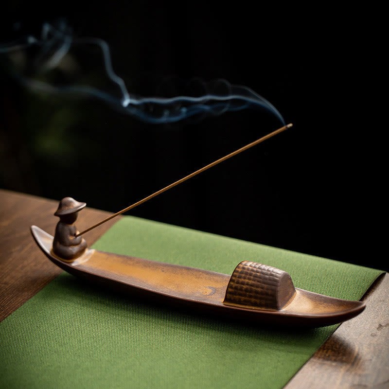 Ceramic Meditation Incense Burner | Lonely Fisherman Design