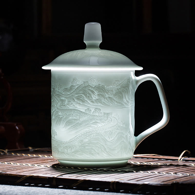 Great Wall Jingdezhen Porcelain Teacup 400ml Office Mug