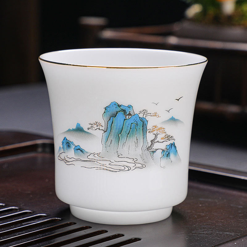 120ml Ceramic Teacup | Mountains Rivers Tree Elegance