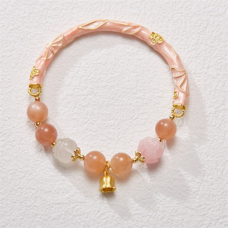 Sun Stone & Golden Silk Jade Positive Charm Bracelet