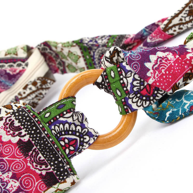 Cotton Stripes Print Crossbody Bag with Adjustable Strap 44cm