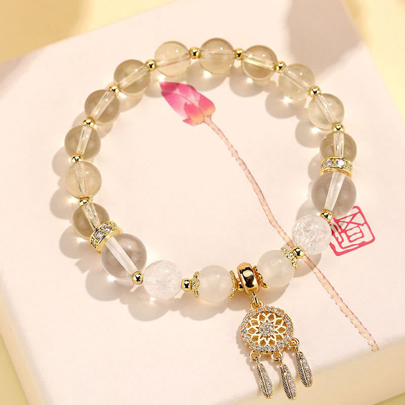 Green Strawberry Quartz Amethyst Dreamcatcher Healing Bracelet