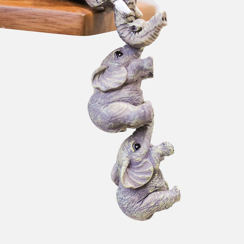 Resin Elephant Sitter Figurines for Strength & Wisdom Decor