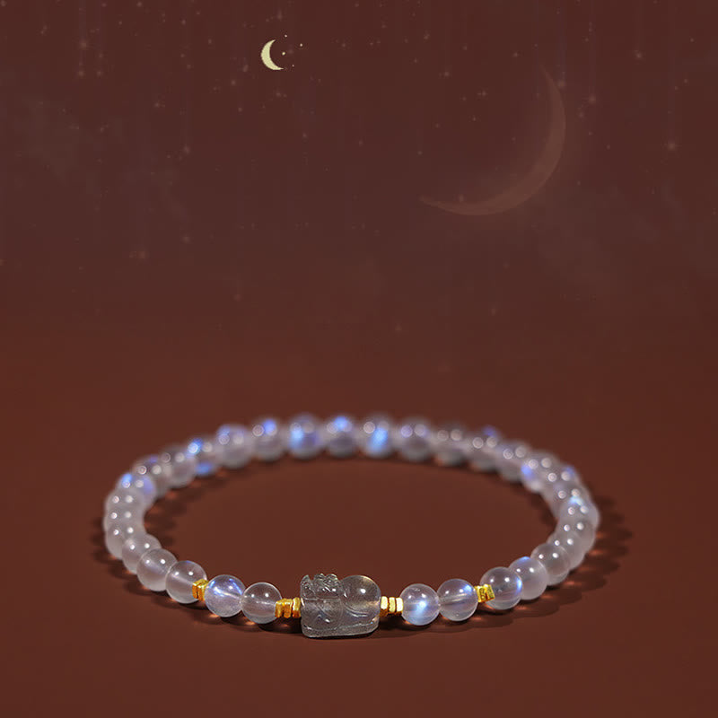 Moonstone Love & Calm Healing Bracelet 925 Silver Gold Plated