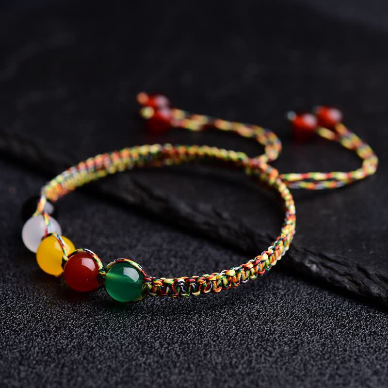 Colorful Agate Five Elements 8mm String Bracelet