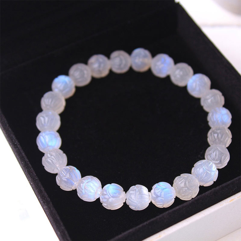 8mm Moonstone Bracelet Lotus Love for Calm & Healing