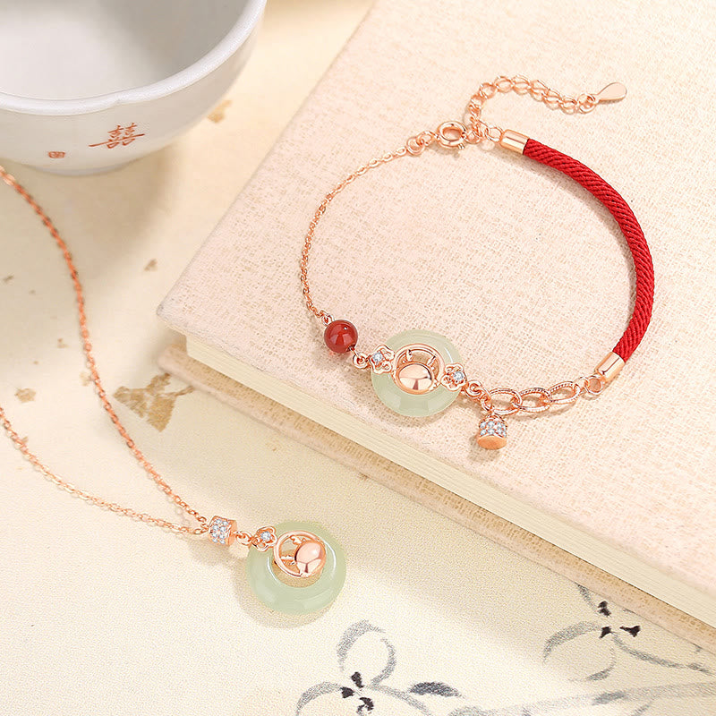 Hetian Jade Dragon Bracelet & Necklace in Sterling Silver Protection