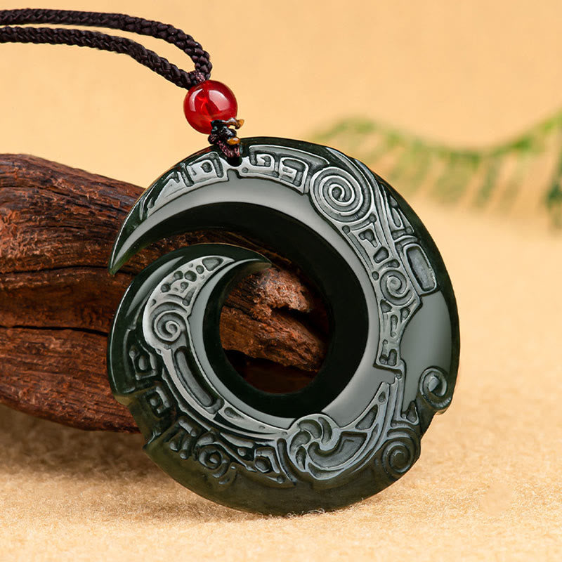 Unisex Hetian Cyan Jade Success Necklace - One's Luck Improves