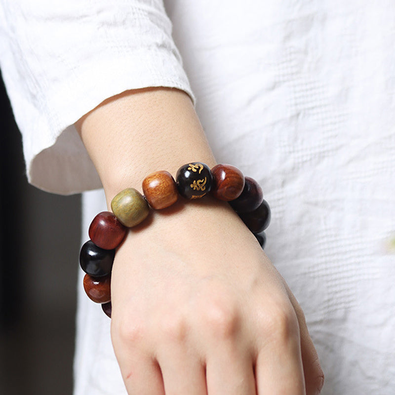 Ebony Wood Om Mani Padme Hum Purity Bracelet 14mm