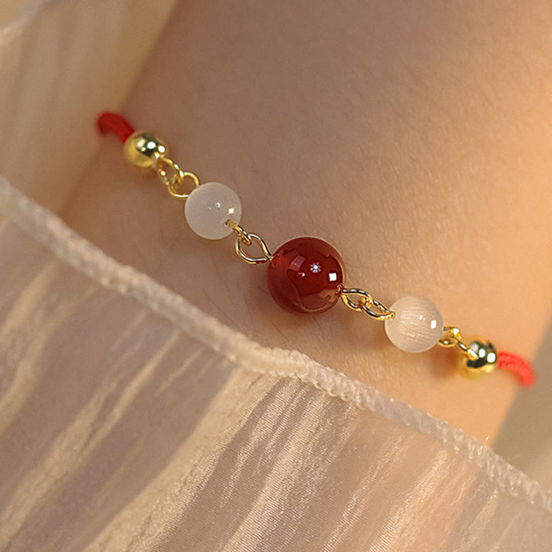 Red Agate Cat Eye Confidence Protection Bracelet