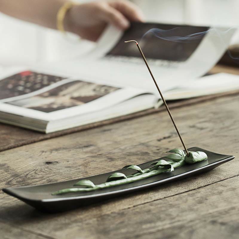 Lotus Peony Ceramic Incense Burner for Meditation & Yoga