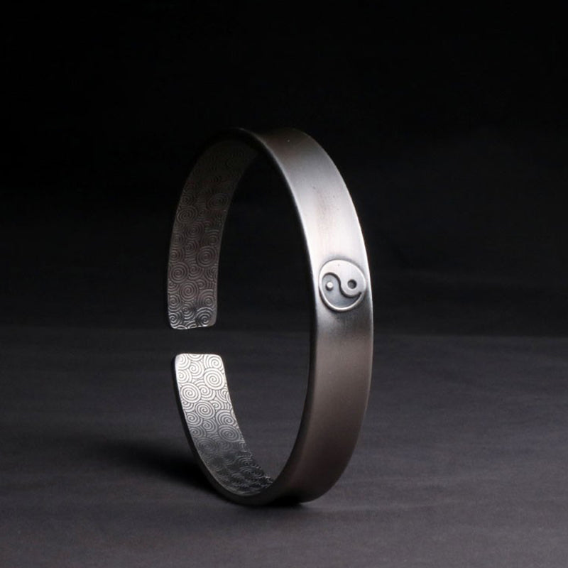 999 Sterling Silver Yin Yang Auspicious Clouds Bracelet