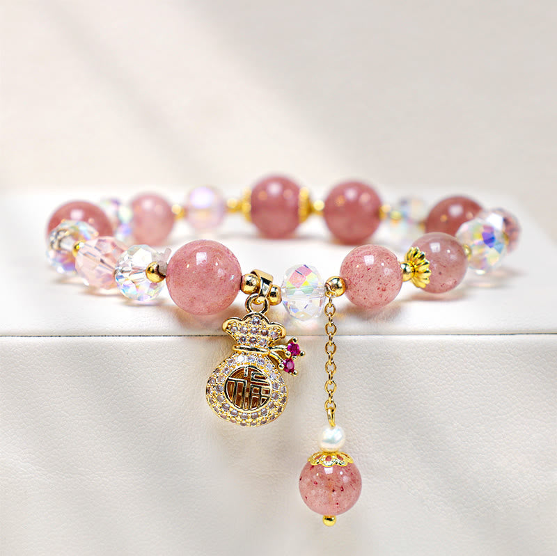 8mm Strawberry Quartz Spiritual Bracelet for Love & Healing