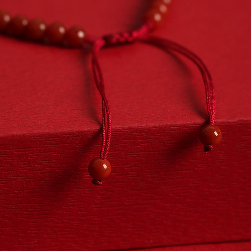 Red Agate Hetian Jade Peace Buckle Confidence Bracelet