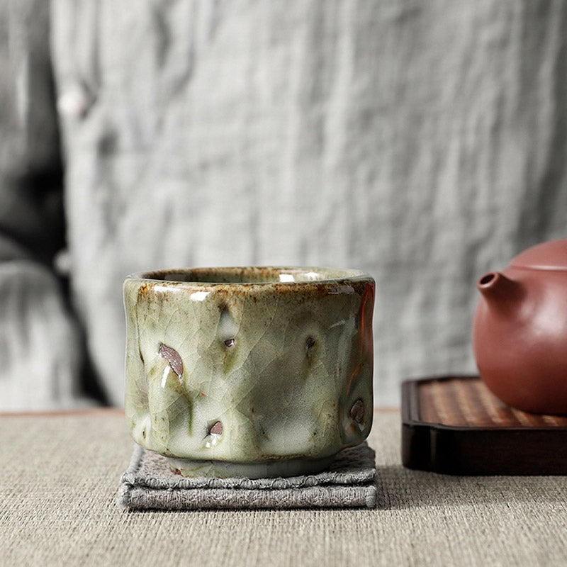 Handcrafted Jianzhan Ceramic Teacup 110ml with Cracked Ice Texture
